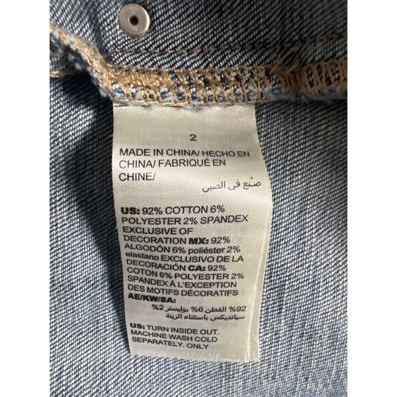 Chico's Woman's Paisley Blue Denim Stretch Long Sleeve Jean Jacket Size 2, Large - Picture 6 of 8